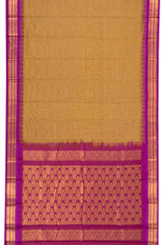 Brown Handloom Gadwal Kuttu Cotton Saree With Checks Design 10076429