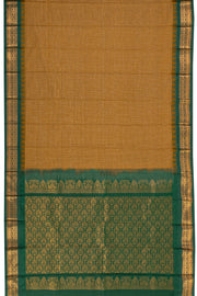 Brown Handloom Gadwal Kuttu Cotton Saree With Checks Design 10076430