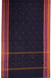 Eclipse Blue Handloom Kanchi Cotton Saree with Temple And Peacock Border 10076456