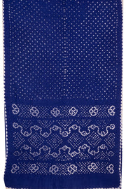 Ocean Night Blue Tie And Dye Bandhani Cotton Saree 10076490