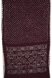 Vintage Wine Purple Tie And Dye Bandhani Cotton Saree 10076494