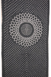 Smoky Charcoal Grey Tie And Dye Bandhani Cotton Saree 10076496