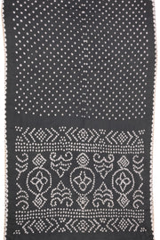 Smoky Charcoal Grey Tie And Dye Bandhani Cotton Saree 10076496