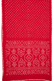 Bridal Red Tie And Dye Bandhani Cotton Saree 10076497