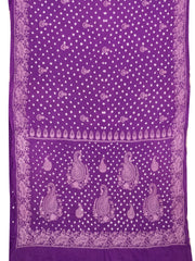 Royal Purple Tie And Dye Bandhani Embroidered Cotton Saree 10076500