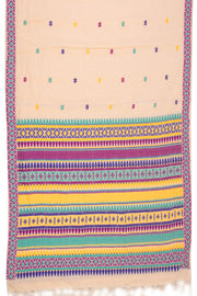 Cream Handloom Assam Cotton Saree With Geometric Border 10077595