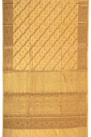 Moonlight Cream Handloom Banarasi Dupion Silk Saree With Floral Border 10076557