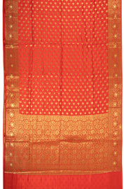 Sunburst Red Handloom Banarasi Dupion Silk Saree With Floral Border 10076558