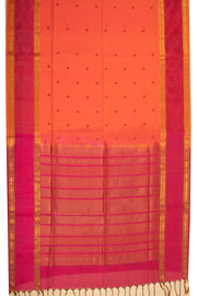 Flame Orange Handloom Kanchi Silk Cotton Saree with Buttas And Rudhraksham Motifs 10076562