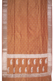 Cinnamon Brown Banarasi Crushed Tissue Organza Saree With Floral Border 10076568