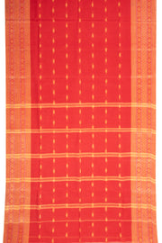 Cherry Bloom Red Bengal Handwoven Cotton Saree With Buttas 