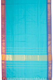 Mint Aqua Blue Handloom Kanchi Cotton Saree with Temple Border 10076576