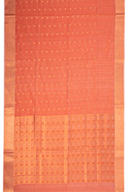 Rust Coral Orange South Silk Cotton Saree with Floral Border 10076578