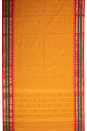 Sunset Orange Handloom Kanchi Cotton Saree With Rudhraksham Motifs and Temple Border 10076583