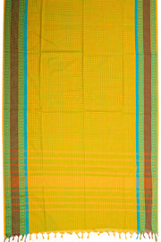 Harvest Olive Green Handloom Kanchi Cotton Saree With Checks Designs and Floral Motifs 10076590