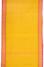 Honeydew Yellow Handloom Kanchi Cotton Saree with Floral Border 10076592