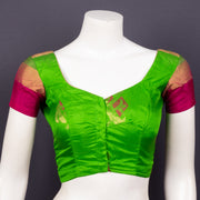 Leaf Bud Green Kanjivaram Soft Silk Blouse With Floral Motifs 10076603