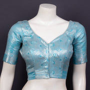 Coral Bay Blue Banarasi Silk Blouse with Floral Motif 10076604
