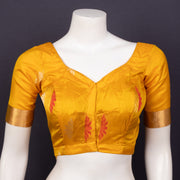  Sunset Yellow Kanjivaram Soft Silk Blouse With Floral Motifs And Zari Border 10076613