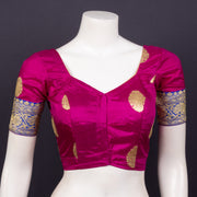Royal Magenta Kanjivaram Silk Blouse With Floral Motifs and Floral Border 10076617