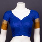 Prussian Blue Green Kanjivaram Soft Silk Blouse With Zari Border 10076618