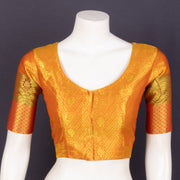 Golden Mustard Yellow Kanjivaram Silk Blouse With Paisley Motifs And Floral Motifs 10076621