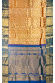 Sunset Gold Orange Kanjivaram Tissue Silk Saree With Floral Design And Floral Border 10076697