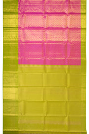 Raspberry Glow Pink Kanjivaram Pure Silk Saree With Golden Zari Floral Butta Design 10076715