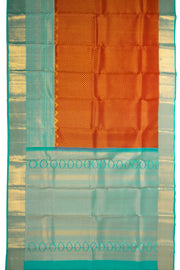 Cherry Brick Maroon Kanjivaram Pure Silk Saree With Golden Zari Leaf Butta Design And Peacock Border 10076716