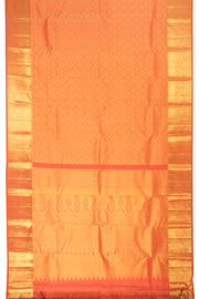Warm Tangerine Orange Monotone Kanjivaram Pure Silk Saree With Geometric Design And Floral Border 10076725