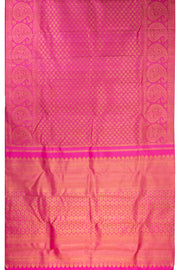 Fuchsia Rose Pink Monotone Kanjivaram Pure Silk Saree With Floral Design And Floral Border 10076728