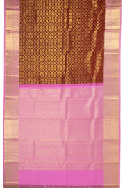 Vintage Wine Maroon Kanjivaram Pure Silk Saree With Peacock Design And Peacock Border 10076730
