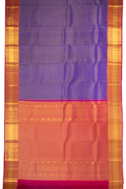 Royal Violet Blue Kanjivaram Pure Silk Saree With Butta Design And Zari Border 10076731
