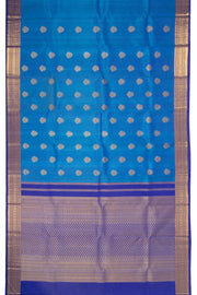 Royal Sapphire Blue Kanjivaram Pure Silk Saree With Floral Motifs Design 10076735