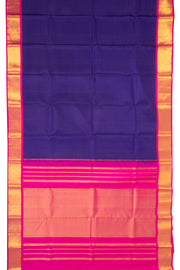 Moonlit Blue Kanjivaram Pure Silk Saree With Raspberry Pink Border 10076736