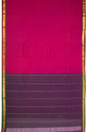 Wine Berry Magenta Kanjivaram Pure Silk Saree With Stripes Design And Paisley Border 10076737