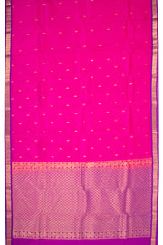 Hot Pink Kanjivaram Pure Silk Saree With Butta Design And Floral Border 10076742