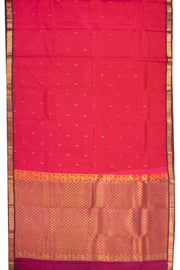 Bright Poppy Red Kanjivaram Pure Silk Saree With Butta Design And Floral Border 10076744