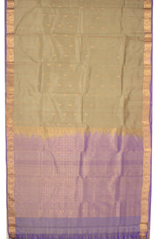 Dried Leaf Green Kanjivaram Pure Silk Saree With Butta Design And Floral Border 10076748