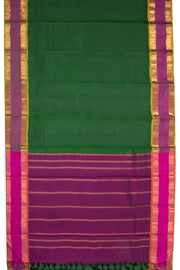 Evergreen Moss Green Kanjivaram Pure Silk Saree With Stripes Design And Thandavalam Border 10076757