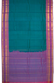 Ocean Depth Blue Kanjivaram Pure Silk Saree With Stripes Design And Thandavalam Border 10076758