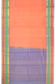 Summer Peach Kanjivaram Pure Silk Saree With Stripes Design And Thandavalam Border 10076762