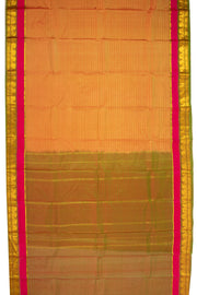 Golden Beetle Kanjivaram Pure Silk Saree With Stripes Design And Thandavalam Border 10076764