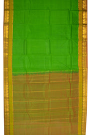Garden Green Kanjivaram Pure Silk Saree With Stripes Design And Thandavalam Border 10076765