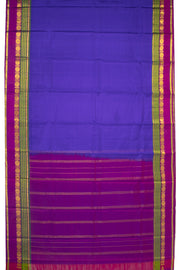 Deep Indigo Blue Kanjivaram Pure Silk Saree With Stripes Design And Thandavalam Border 10076767