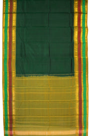 Hunter Green Kanjivaram Pure Silk Saree With Stripes Design And Thandavalam Border 10076770