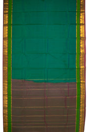 Evergreen Teal Green Kanjivaram Pure Silk Saree With Stripes Design And Thandavalam Border 10076772