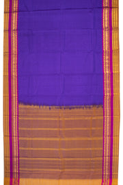 Violet Empress Blue Kanjivaram Pure Silk Saree With Stripes Design And Thandavalam Border 10076775