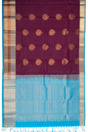Deep Mulberry Purple Handloom Kanjivaram Soft Silk Saree With Floral Motifs Design And Peacock Border 10076779