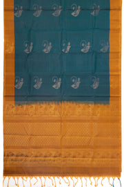 Ocean Mist Blue Handloom Kanjivaram Soft Silk Saree With Paisley Motifs Design 10076781